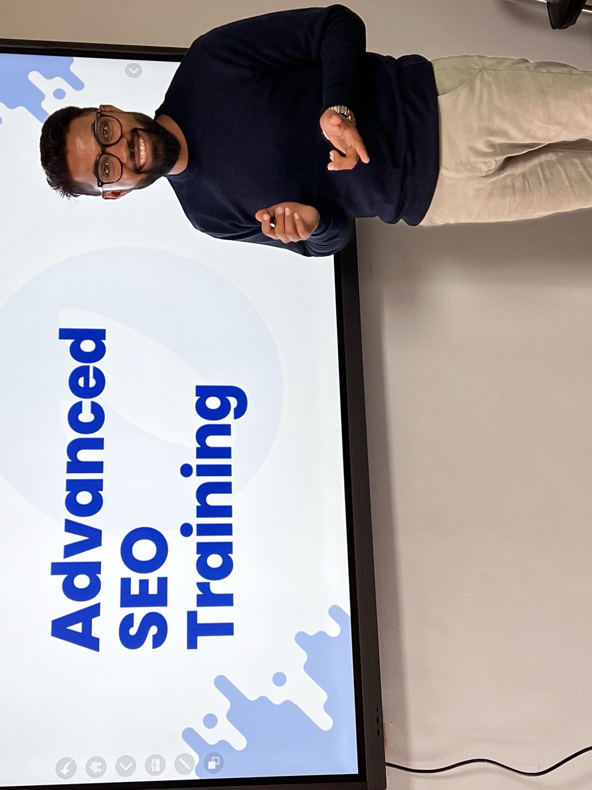 Rambabu Thapa teaching the SEO Mastery curriculum live during a 1-on-1 session at the Orka Socials Lalitpur office.