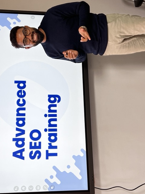 Rambabu Thapa teaching the SEO Mastery Course online from the Orka Socials Lalitpur office.