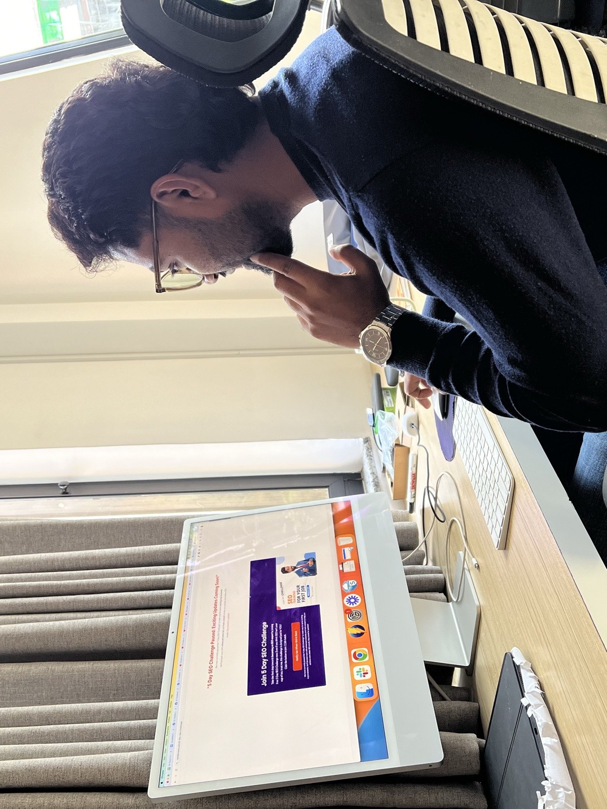 Rambabu Thapa working on a live international SEO project at Orka Socials.