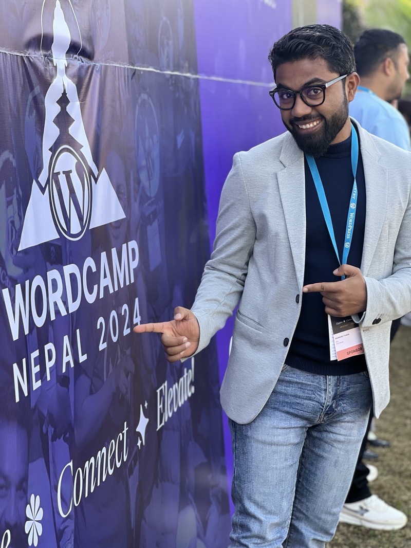 Rambabu Thapa presenting at WordCamp Nepal 2025.